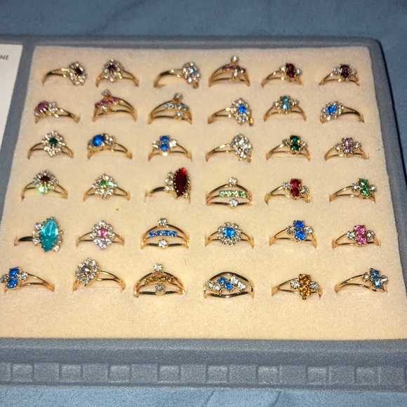 Gold and Multicolor Birthstone Rings Set - Picture 5 of 5